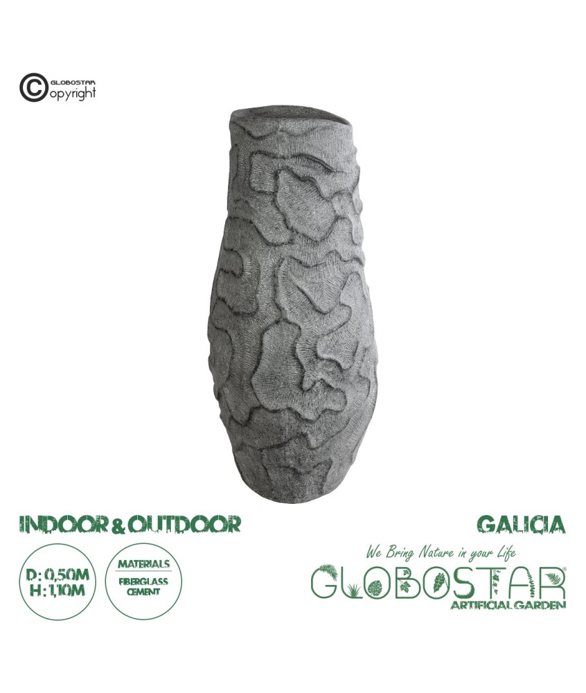 GloboStar® Artificial Garden GALICIA 20764 Επιδαπέδιο Πολυεστερικό Τσιμεντένιο Κασπώ Γλάστρα - Flower Pot Γκρι Φ50 x Υ110cm